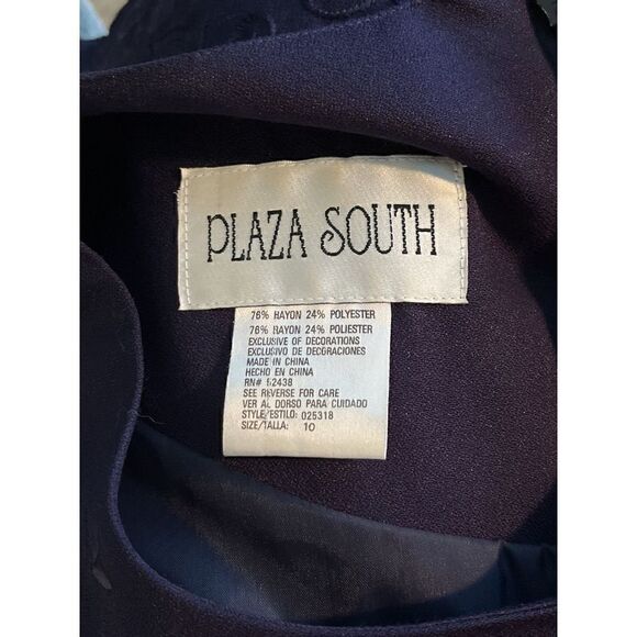 Plaza South 90’s Deep Purple Short Sleeve A-line Dress with Embroidery Size 10 - Picture 7 of 8